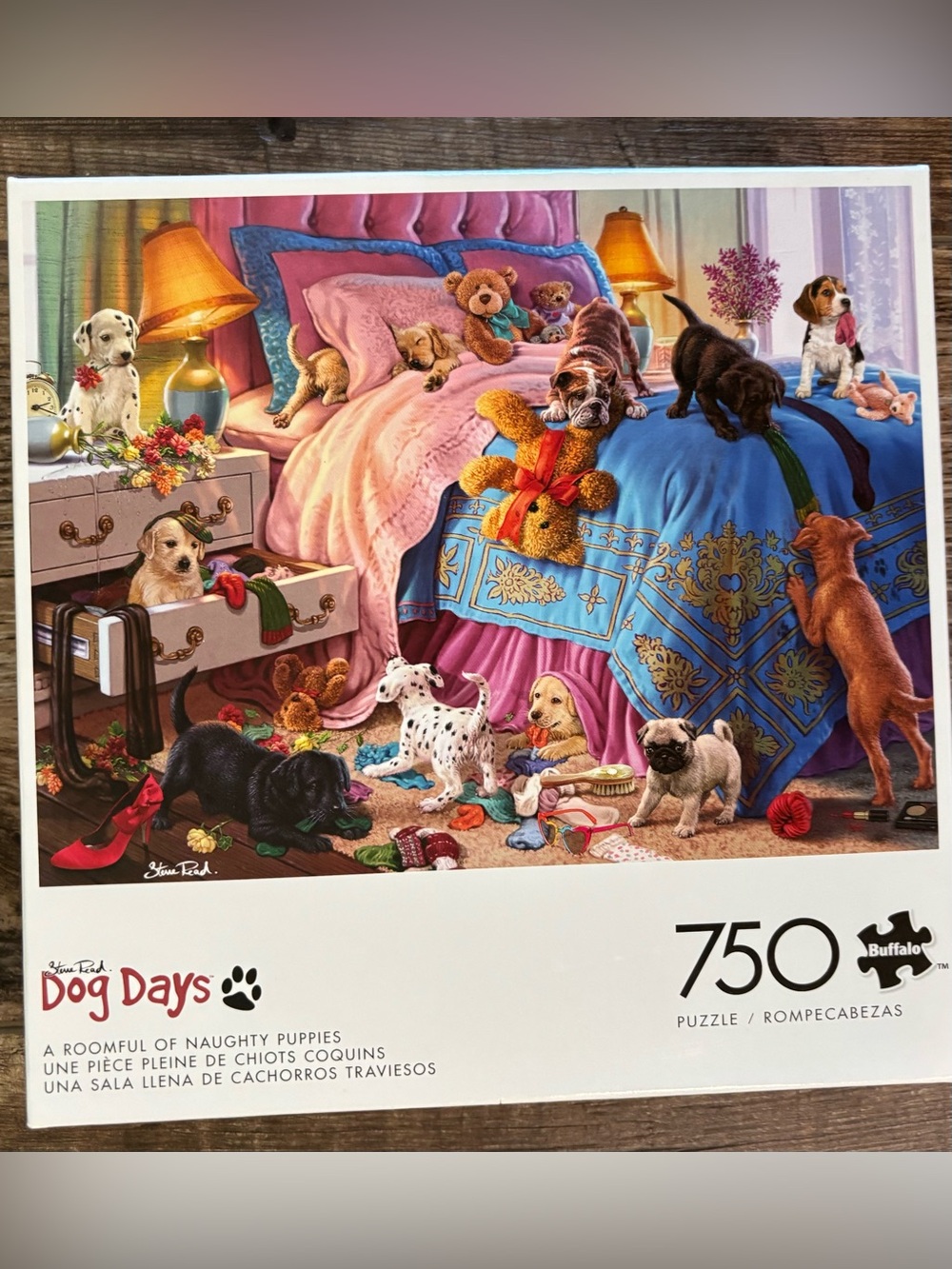 Buffalo 750-Piece 'Dog Days' Puzzle - Colorful Blue & Pink Illustration